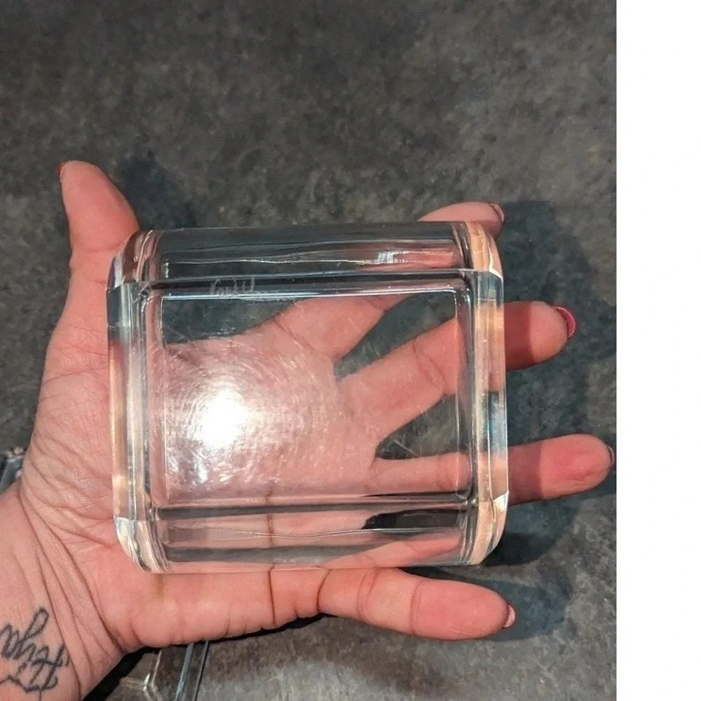 Vintage Val St Lambert Signed Cut Crystal Squirrel Trinket Box Paperweight Decor